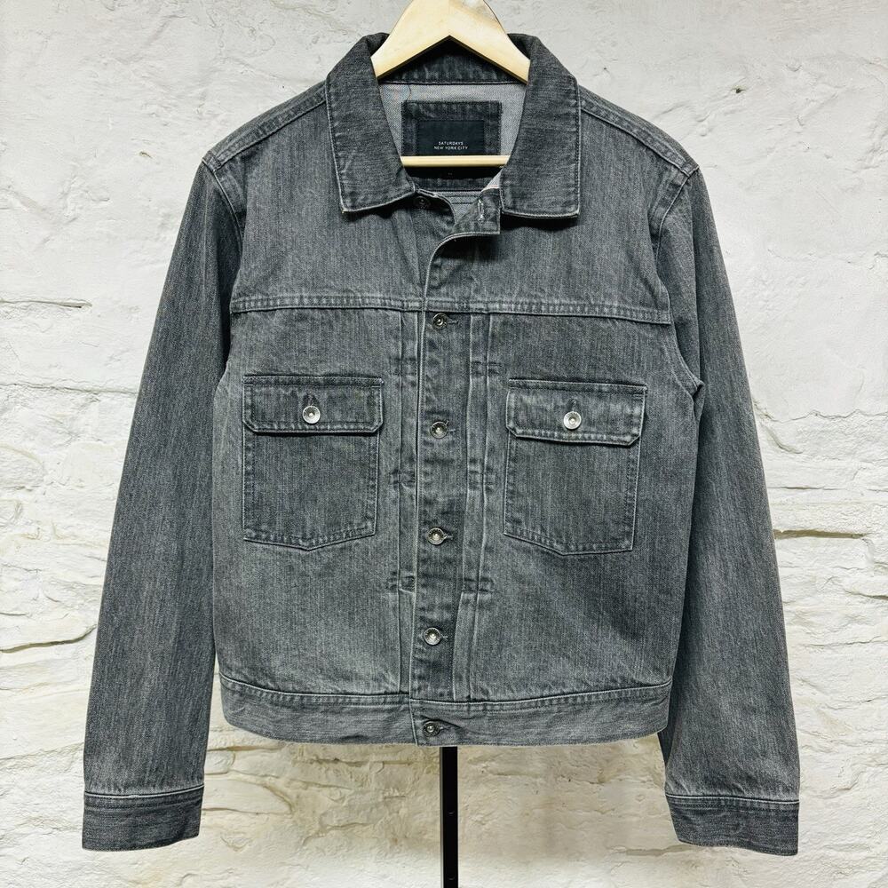 Saturdays NYC Selvedge Denim Jacket Type 2 Men’s Size Medium Gray Faded Black